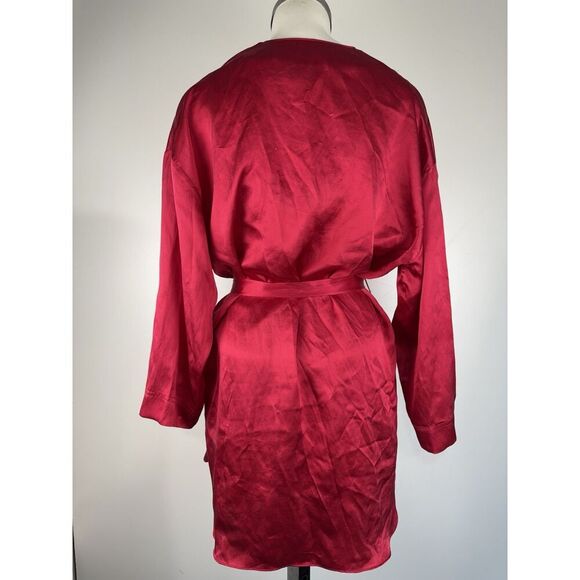VTG 90s Victoria’s Secret Gold Label Robe Dress Sz PS Red Silk Belted Coquette - Picture 5 of 8